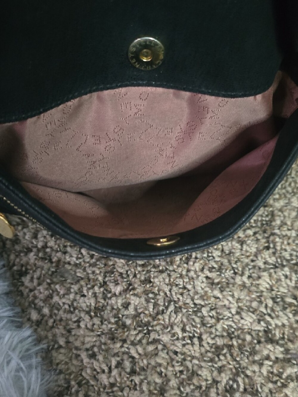 Stella McCartney Black Falabella Shaggy Deer Fold-Over Clutch W Gold (NWOT) 🖤✨️ - Picture 8 of 13
